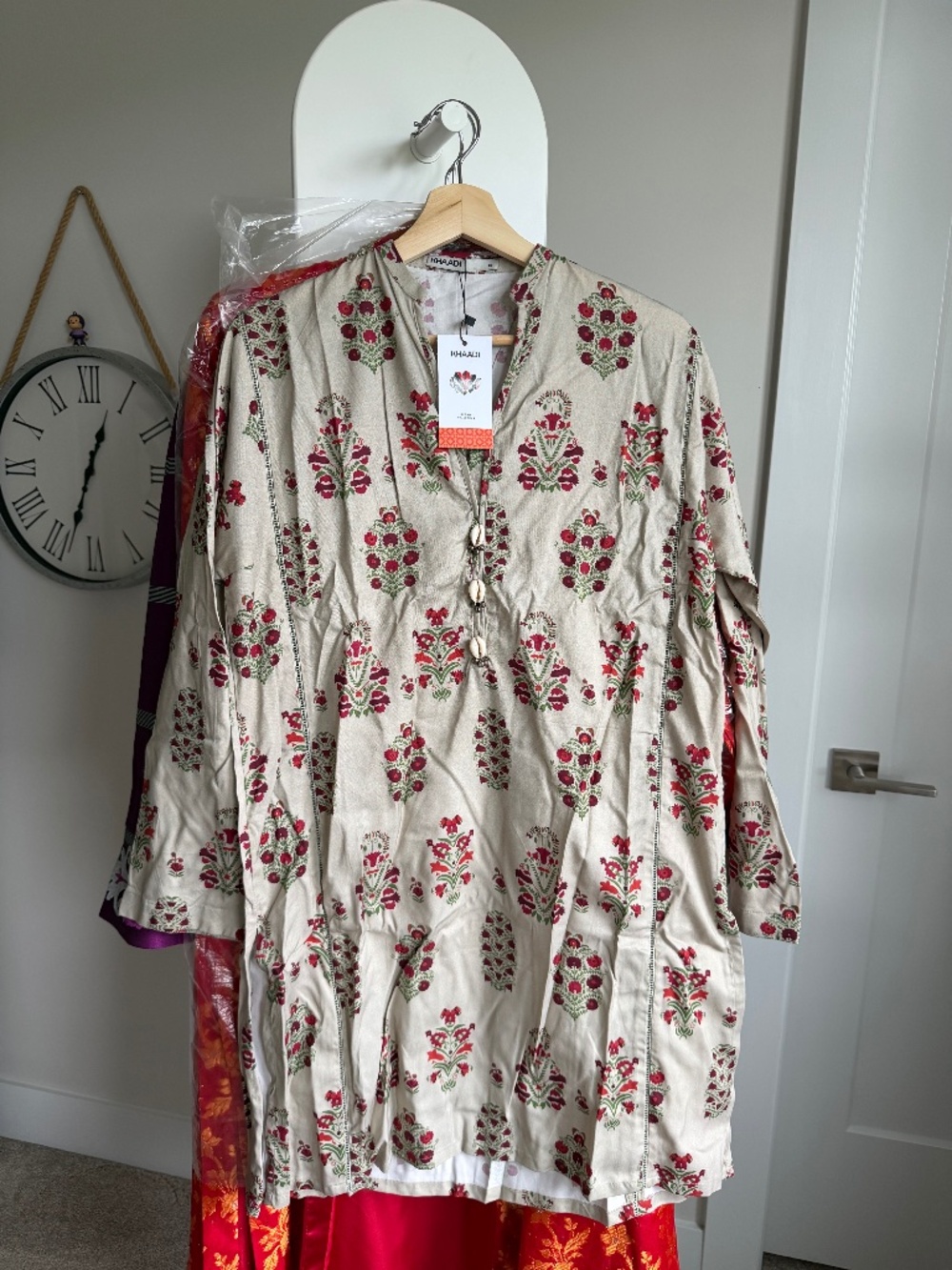 NWT Khaadi Floral Printed Kurta with Shell Accents